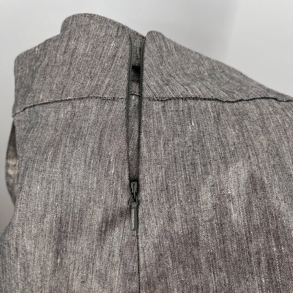 Eileen Fisher Faux Wrap Skirt Size Petite M Silver Metallic Linen Blend - Picture 6 of 9